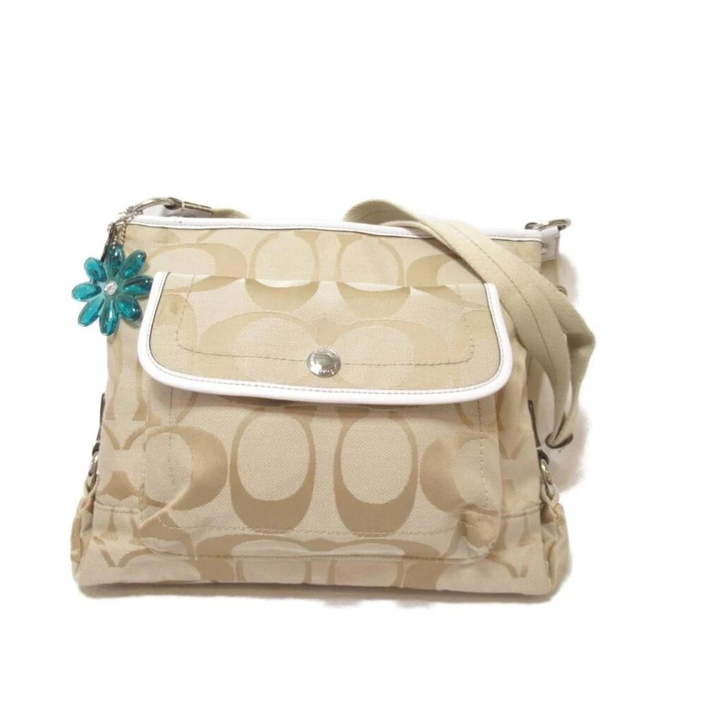 Coach Kyra Signature Khaki Messenger Shoulder Bag Purse